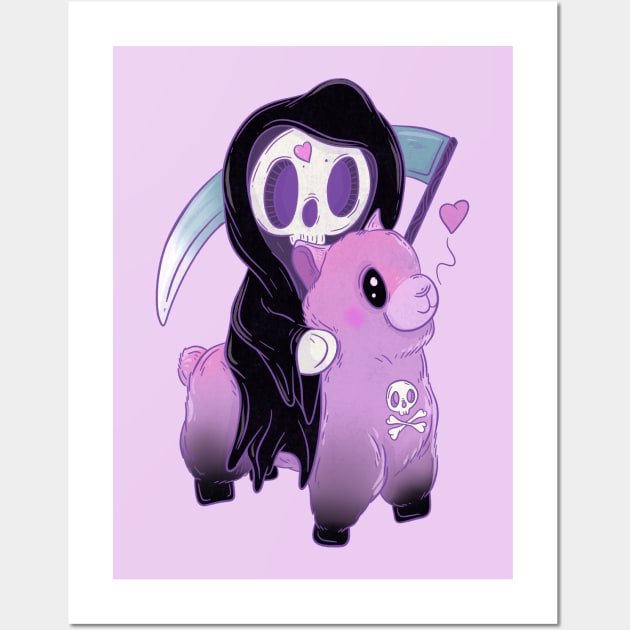 Death rode in on a pink lama Wall Art by Jess Adams